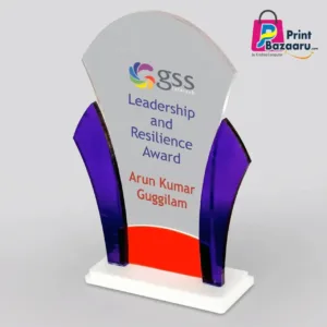 Acrylic Memento Trophy 10x7 Premium Glass Base Award for Schools & Corporates printbazaaru.com 1
