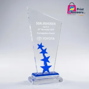 Acrylic Memento Trophy 10x7 Premium Glass Base Award for Schools & Corporates printbazaaru.com 3