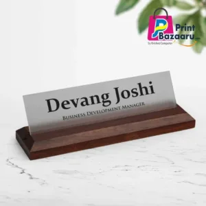 Exceius Office Desk Name Plate Classic Premium Teak Wood & Acrylic Sign printbazaaru.com 3