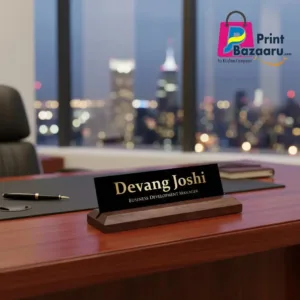 Exceius Office Desk Name Plate Classic Premium Teak Wood & Acrylic Sign printbazaaru.com 4