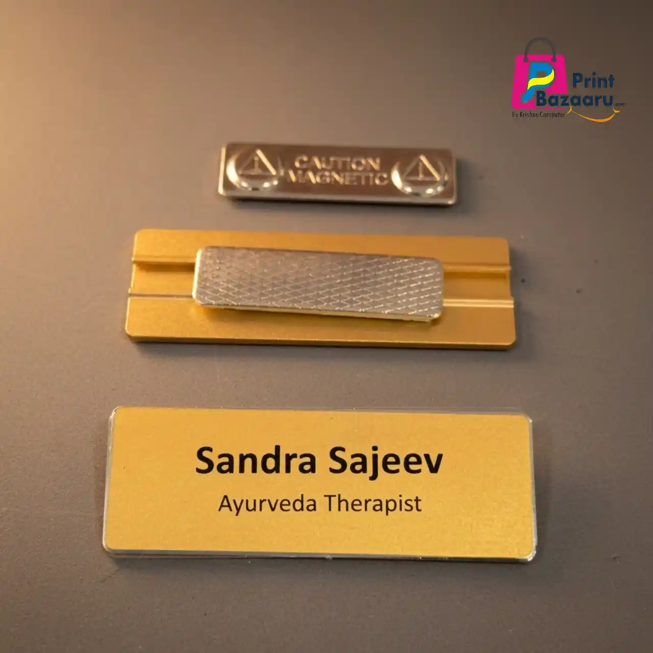 Gold Metallic Name Badge with Magnet Premium Customized Event ID Badge printbazaaru.com 3 Gold Metallic Name Badge with Magnet Premium Customized Event ID Badge printbazaaru.com 3