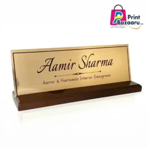 Golden Mirror Desk Name Plate Premium Corporate Office Nameplate 4x12 Inch printbazaaru.com 1