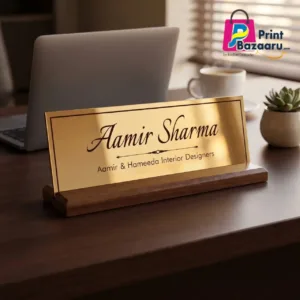 Golden Mirror Desk Name Plate Premium Corporate Office Nameplate 4x12 Inch printbazaaru.com 3