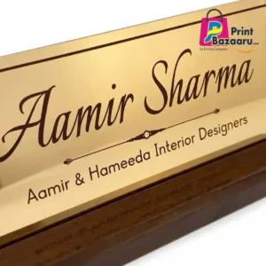 Golden Mirror Desk Name Plate Premium Corporate Office Nameplate 4x12 Inch printbazaaru.com 4