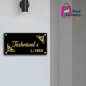 Personalized Acrylic Name Plate for Home Premium Black & Golden Door Sign printbazaaru.com 2