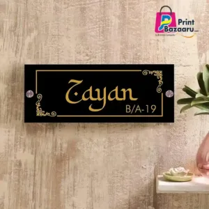 Personalized Acrylic Name Plate for Home Premium Black & Golden Door Sign printbazaaru.com 3