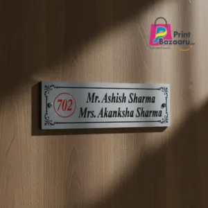 Stainless Steel Door Name Plate for Home Premium Mirror Finish Custom Sign printbazaaru.com 1