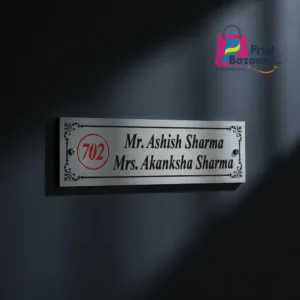 Stainless Steel Door Name Plate for Home Premium Mirror Finish Custom Sign printbazaaru.com 2