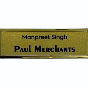 golden metal name plate