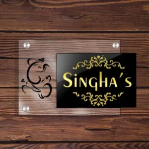 Acrylic Ganesha Name Plate – Name Plate Design for Home
