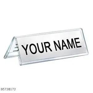 A2Z COLLECTIONS Acrylic Desk Name Plate Holder Desk Sign Frame for Table Display Blank Nameplate for Office Business Conference Meetingroom Student School Classroom (6 Inch x 2 Inch)